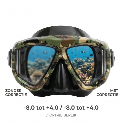 Snorkelbril op Sterkte Camouflage — Extra productfoto (2/4) — op sterkte, snorkel- en duikmaskers — Optidive