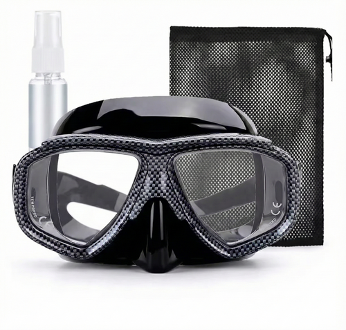 Snorkelbril op sterkte met gratis opbergzakje en anti condens spray — productfoto Optidive, op sterkte, snorkel- en duikmaskers, anti-condens